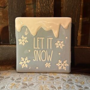 Rae Dunn Let It Snow Ceramic Decor Block